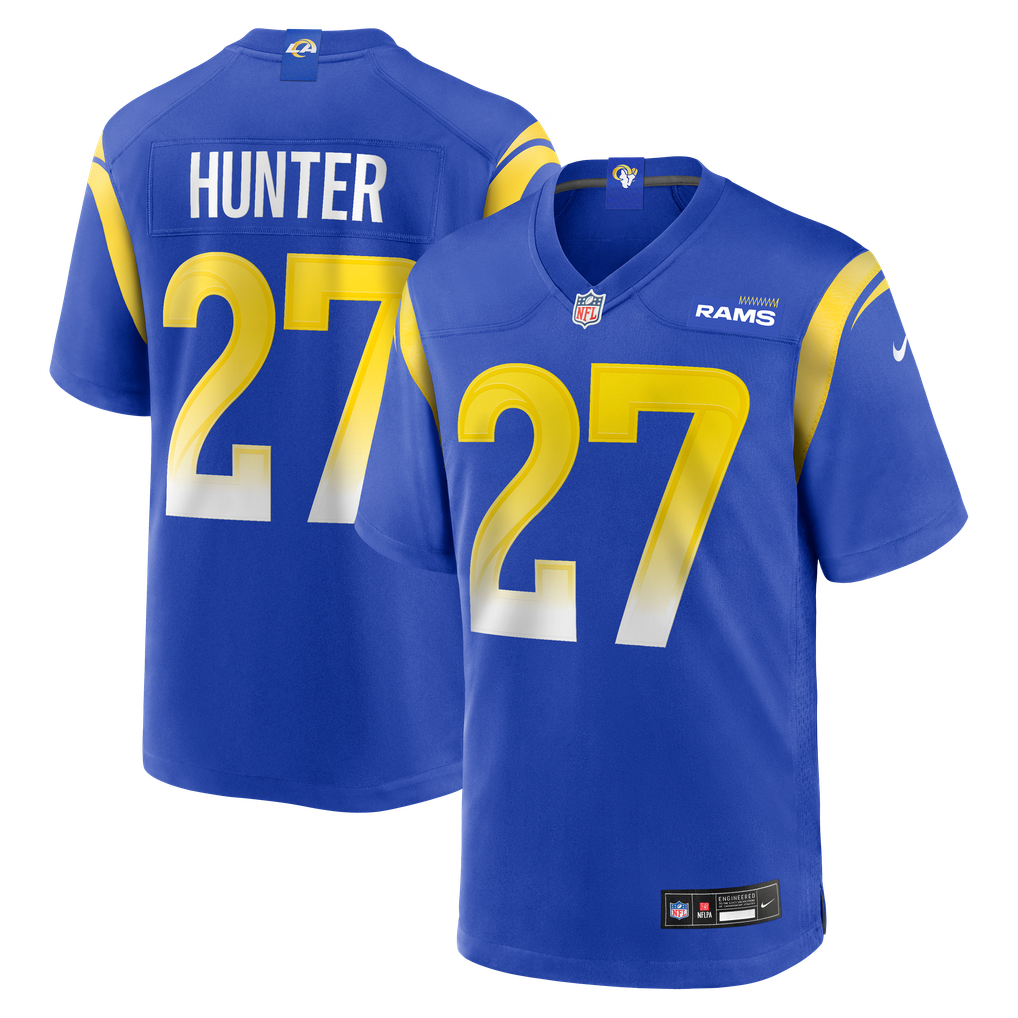 Men's Los Angeles Rams Jarquez Hunter Royal Team Game Jersey
