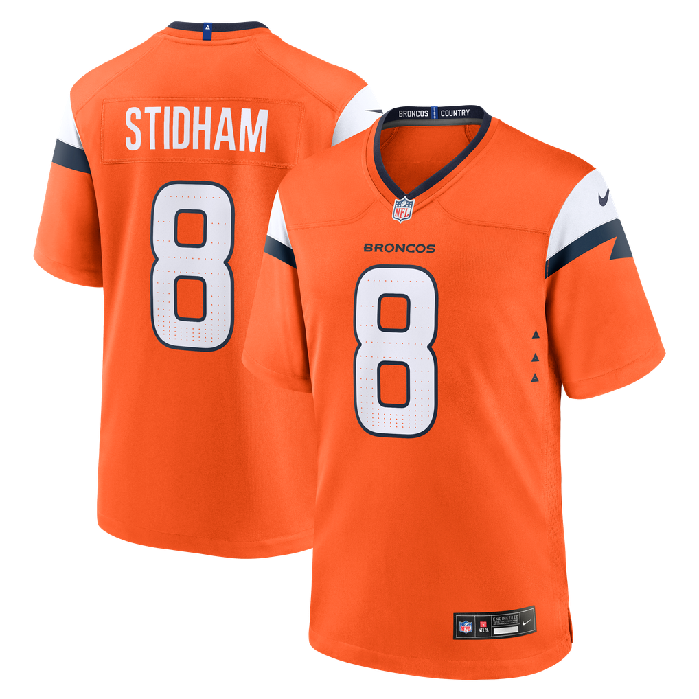 Men's Denver Broncos Jarrett Stidham Orange Team Game Jersey