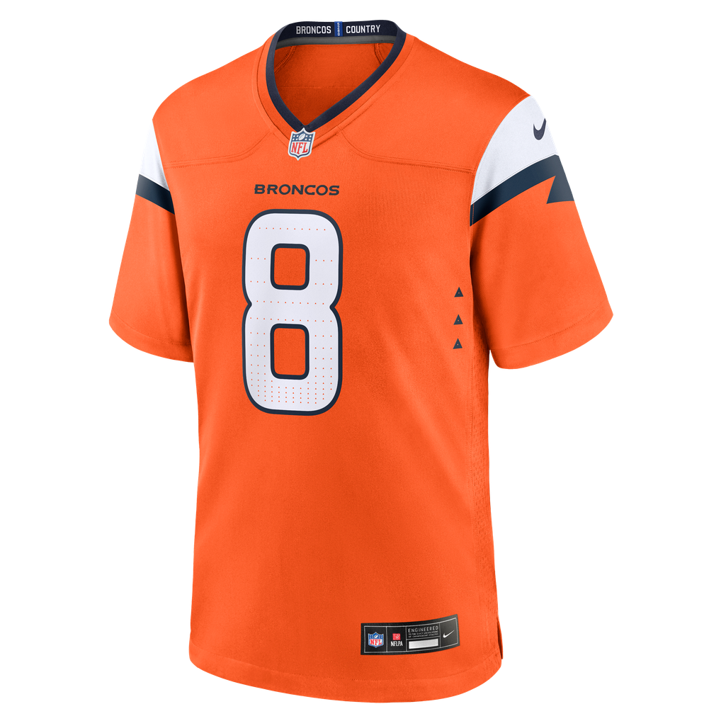 Men's Denver Broncos Jarrett Stidham Orange Team Game Jersey