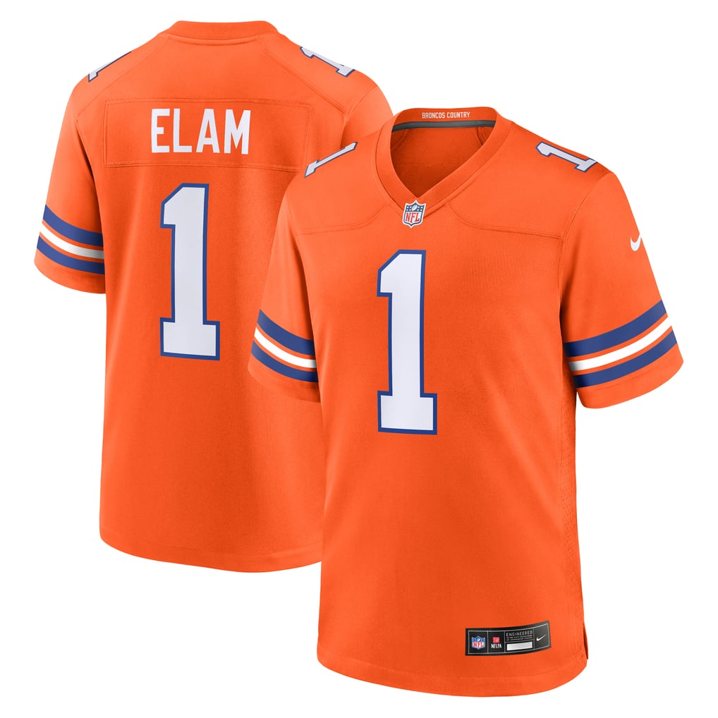 Men's Denver Broncos Jason Elam Orange Retired Player Alternate Game Jersey