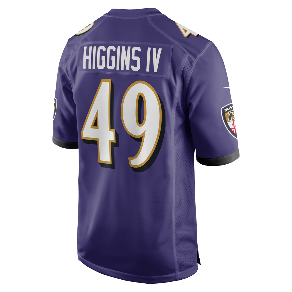 Men's Baltimore Ravens Jay Higgins IV Purple Team Game Jersey