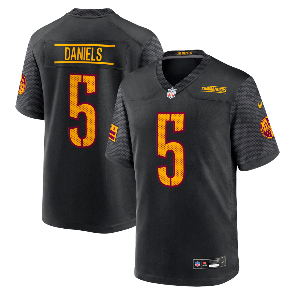 Men's Washington Commanders Jayden Daniels Black Alternate Game Player Jersey
