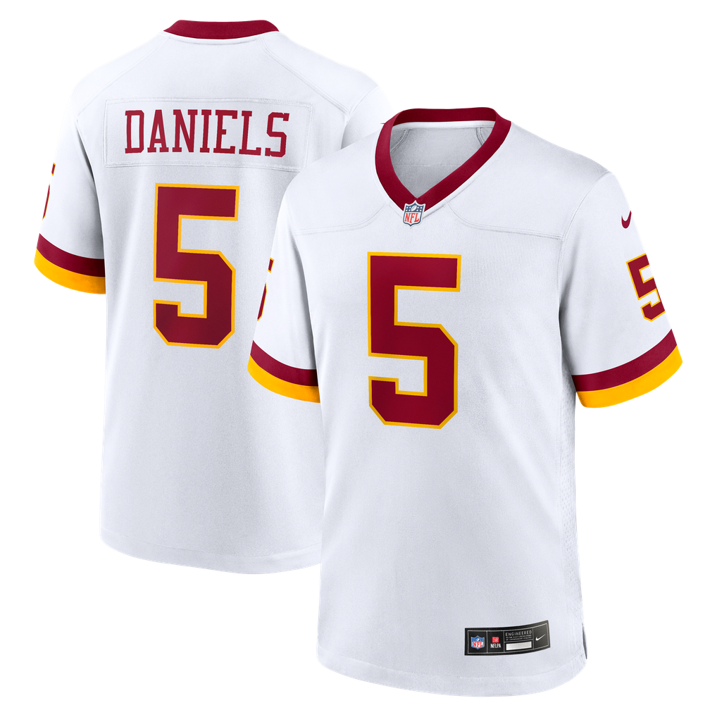 Men's Washington Commanders Jayden Daniels White Game Super Bowl Era Jersey