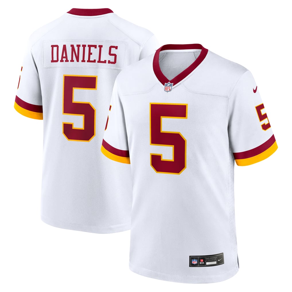 Men's Washington Commanders Jayden Daniels White Game Super Bowl Era Jersey