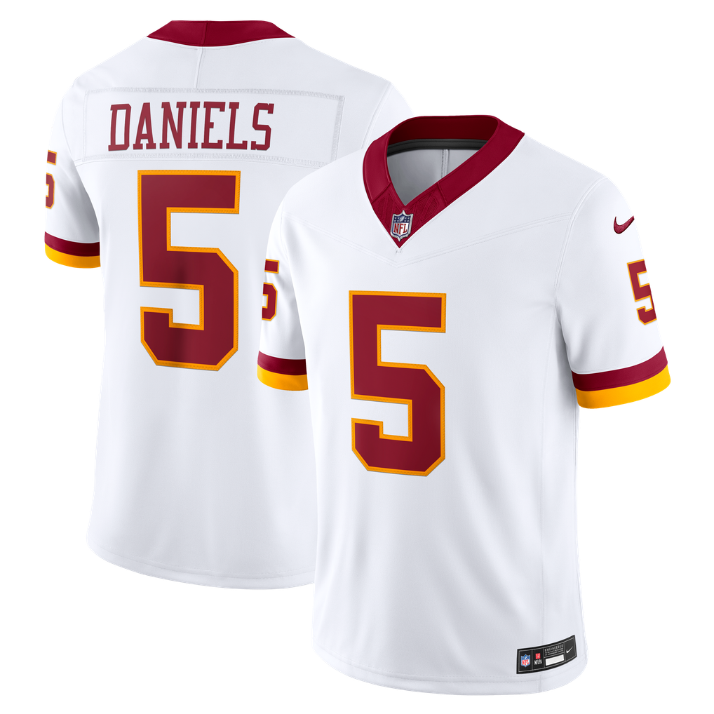 Men's Washington Commanders Jayden Daniels White Vapor F.U.S.E. Stitched Limited Jersey