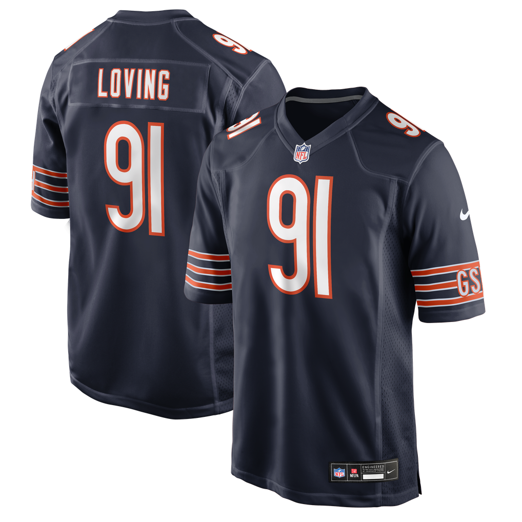 Men's Chicago Bears Jayden Loving Navy Team Game Jersey