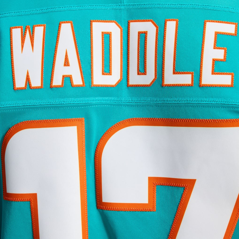 Men's Miami Dolphins Jaylen Waddle Aqua Team Vapor F.U.S.E. Stitched Limited Jersey