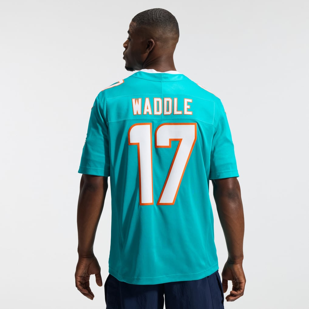 Men's Miami Dolphins Jaylen Waddle Aqua Team Vapor F.U.S.E. Stitched Limited Jersey