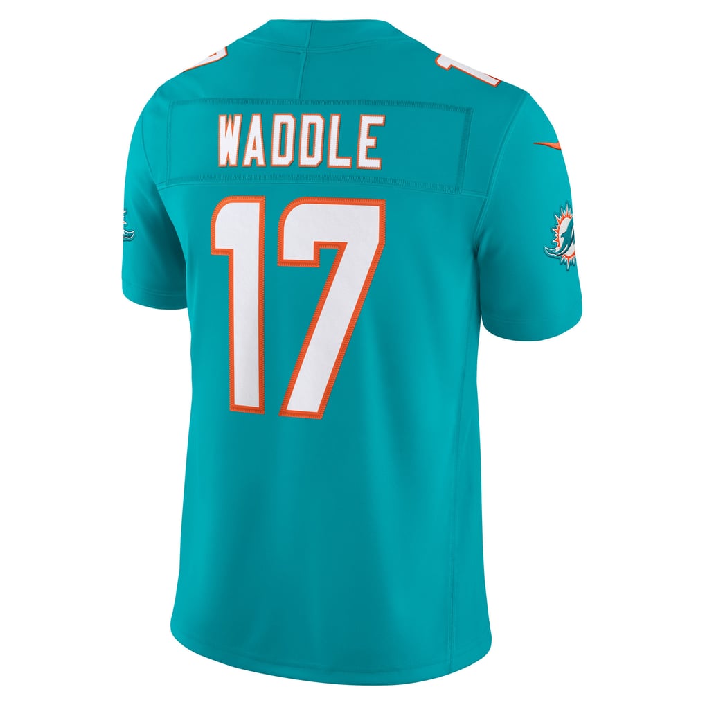 Men's Miami Dolphins Jaylen Waddle Aqua Team Vapor F.U.S.E. Stitched Limited Jersey