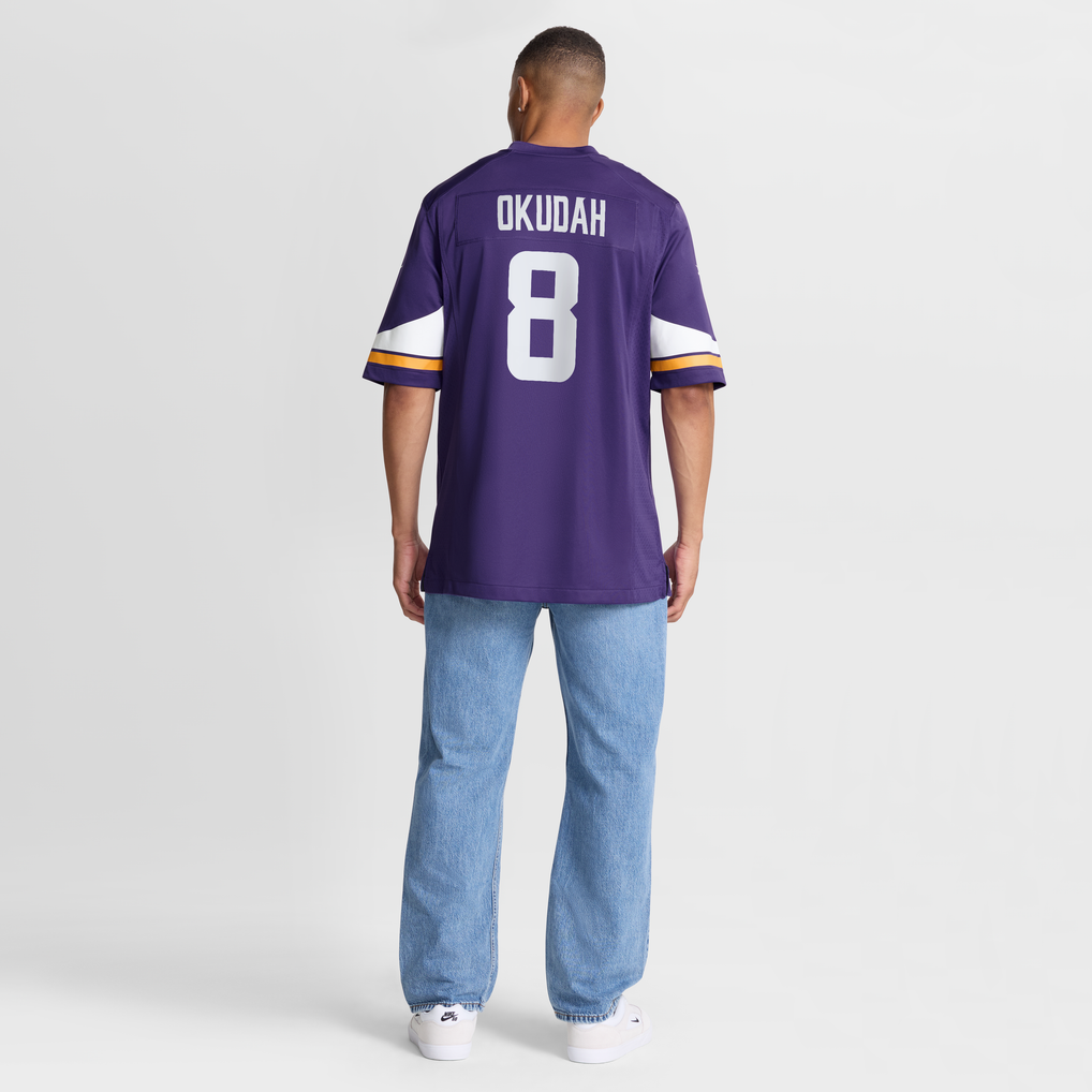 Men's Minnesota Vikings Jeff Okudah Purple Team Game Jersey