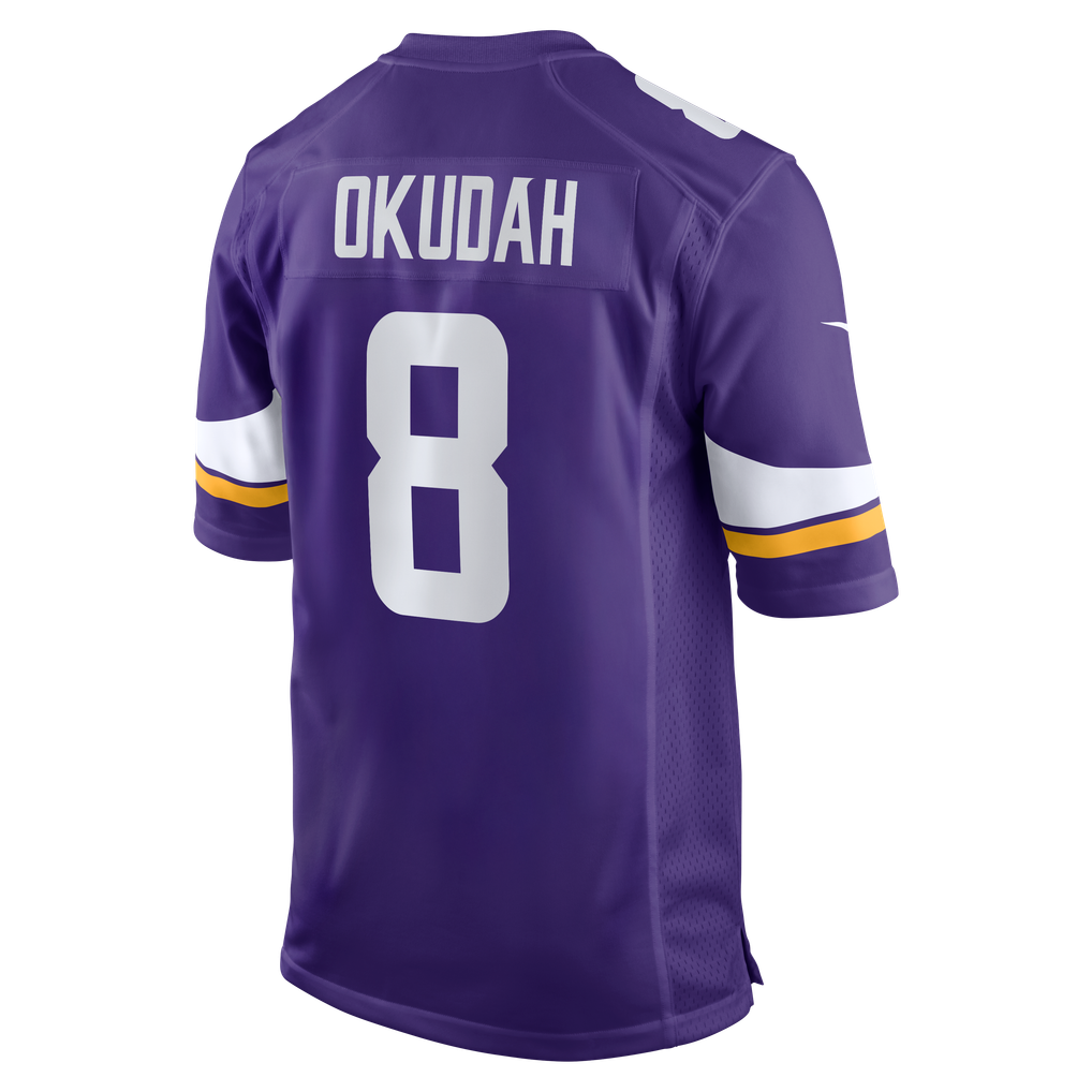 Men's Minnesota Vikings Jeff Okudah Purple Team Game Jersey