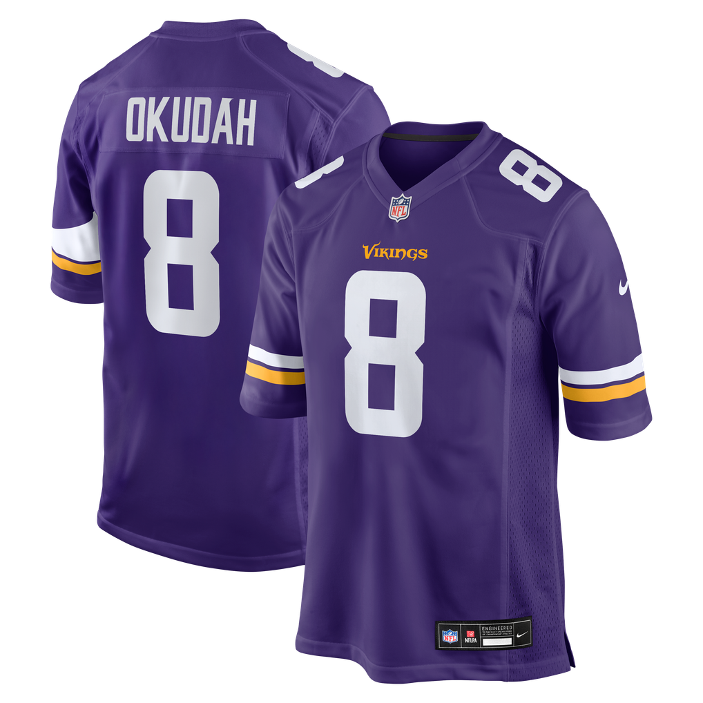 Men's Minnesota Vikings Jeff Okudah Purple Team Game Jersey