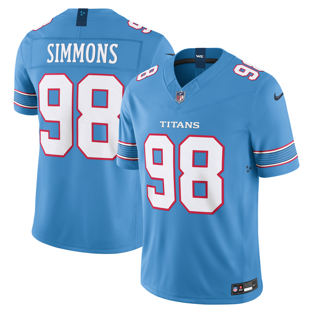 Men's Tennessee Titans Jeffery Simmons Light Blue Team Vapor F.U.S.E. Stitched Limited Jersey