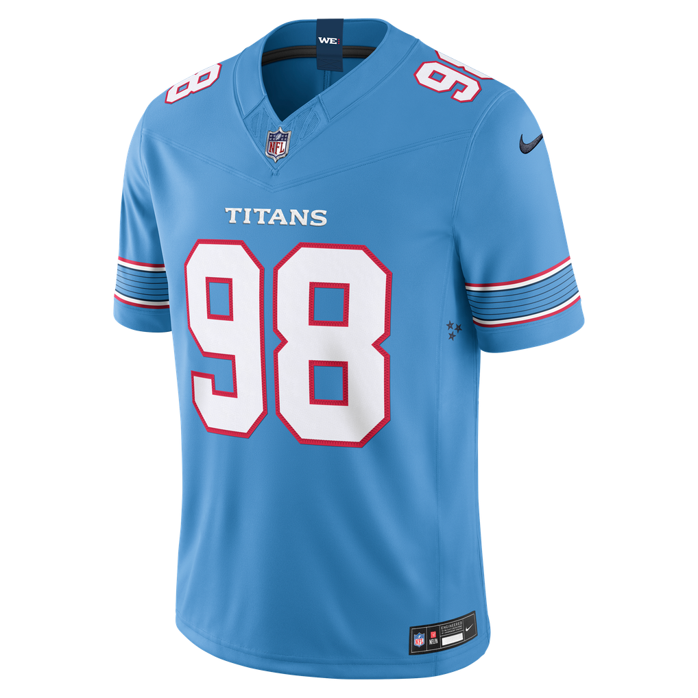 Men's Tennessee Titans Jeffery Simmons Light Blue Team Vapor F.U.S.E. Stitched Limited Jersey