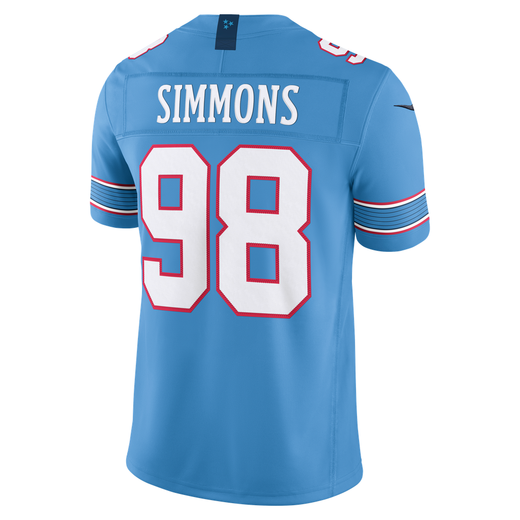 Men's Tennessee Titans Jeffery Simmons Light Blue Team Vapor F.U.S.E. Stitched Limited Jersey