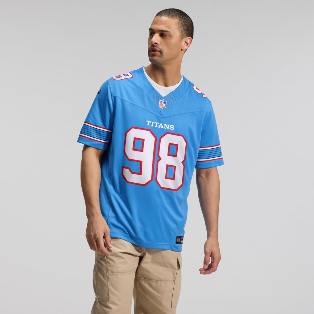 Men's Tennessee Titans Jeffery Simmons Light Blue Team Vapor F.U.S.E. Stitched Limited Jersey