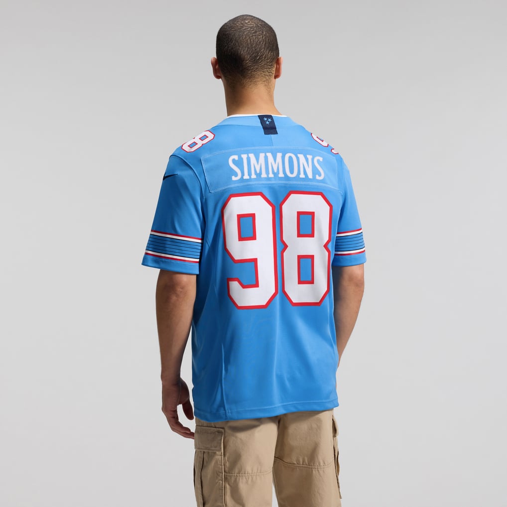 Men's Tennessee Titans Jeffery Simmons Light Blue Team Vapor F.U.S.E. Stitched Limited Jersey