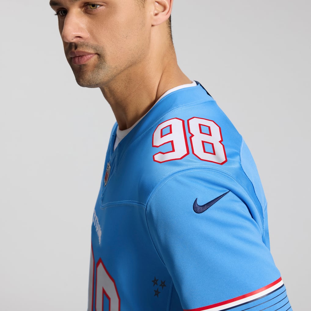 Men's Tennessee Titans Jeffery Simmons Light Blue Team Vapor F.U.S.E. Stitched Limited Jersey