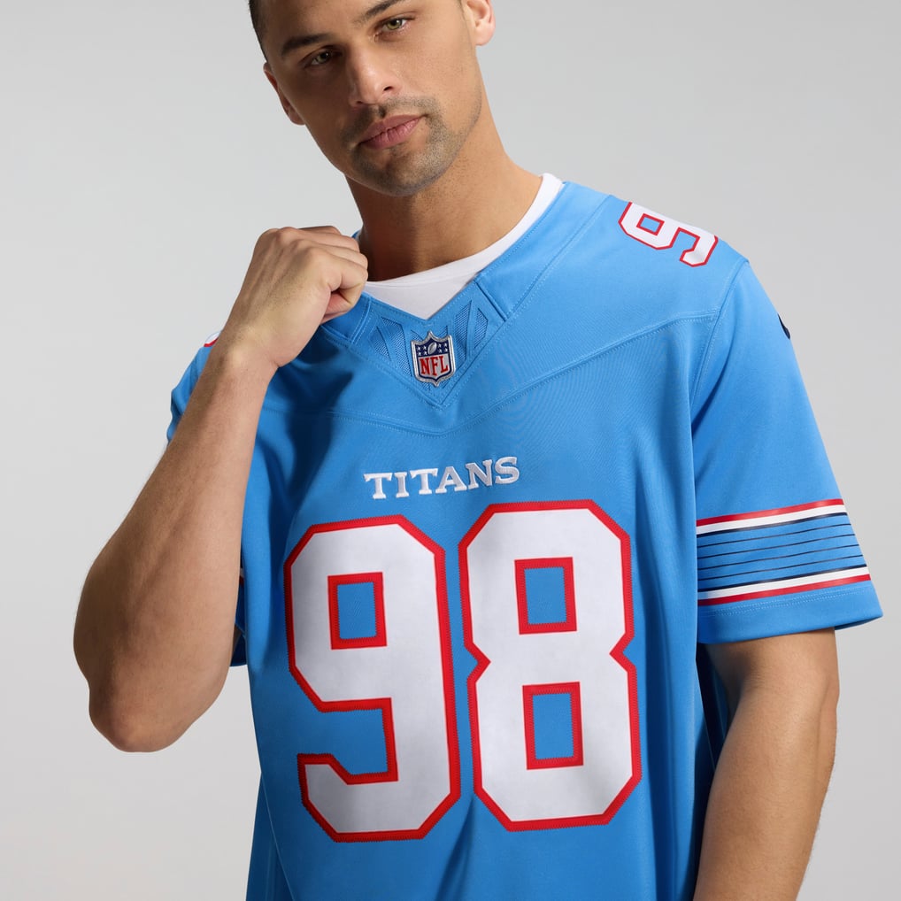 Men's Tennessee Titans Jeffery Simmons Light Blue Team Vapor F.U.S.E. Stitched Limited Jersey