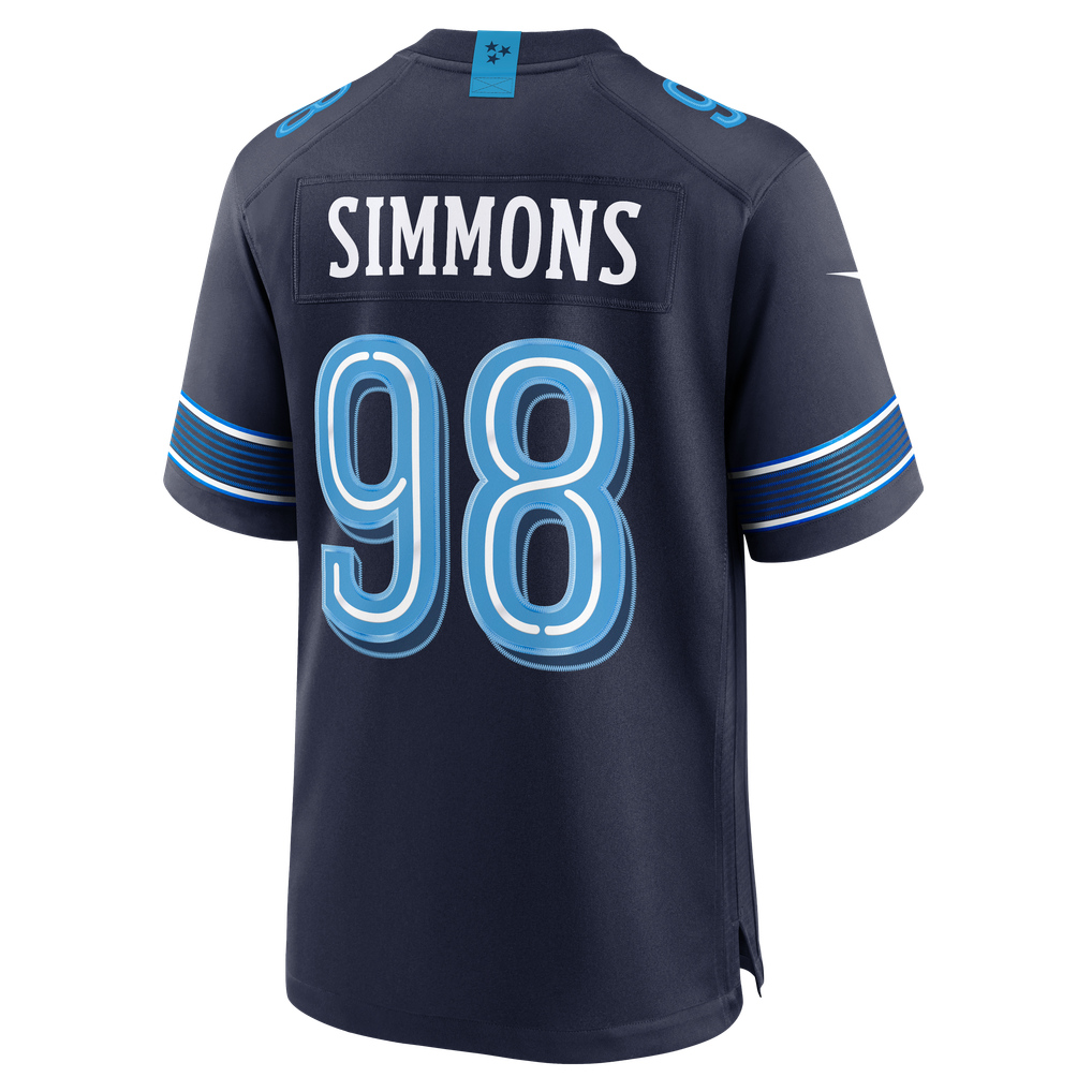 Men's Tennessee Titans Jeffery Simmons Navy 2026 Rivalries Collection Game Jersey