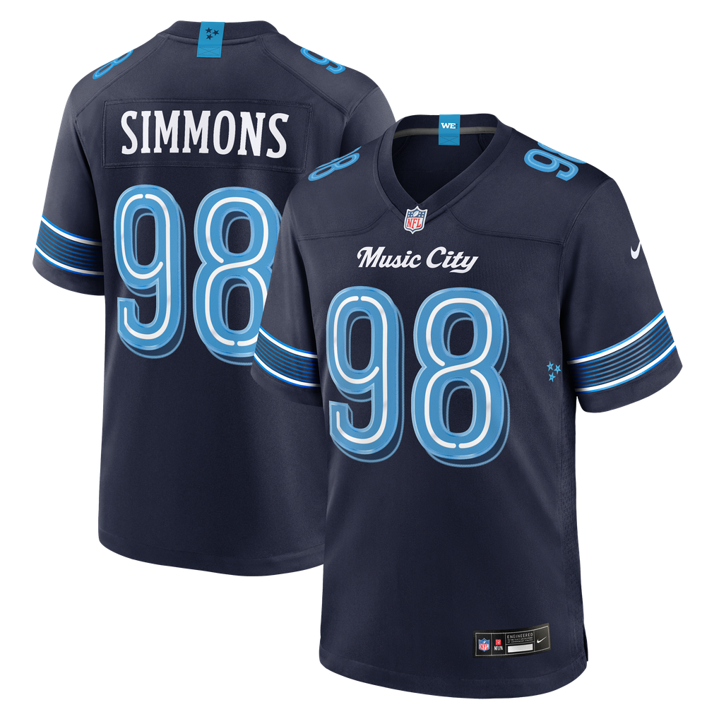 Men's Tennessee Titans Jeffery Simmons Navy 2026 Rivalries Collection Game Jersey