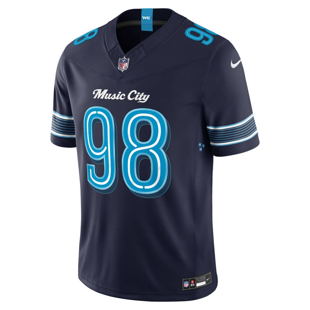 Men's Tennessee Titans Jeffery Simmons Navy 2026 Rivalries Collection Stitched Limited Jersey
