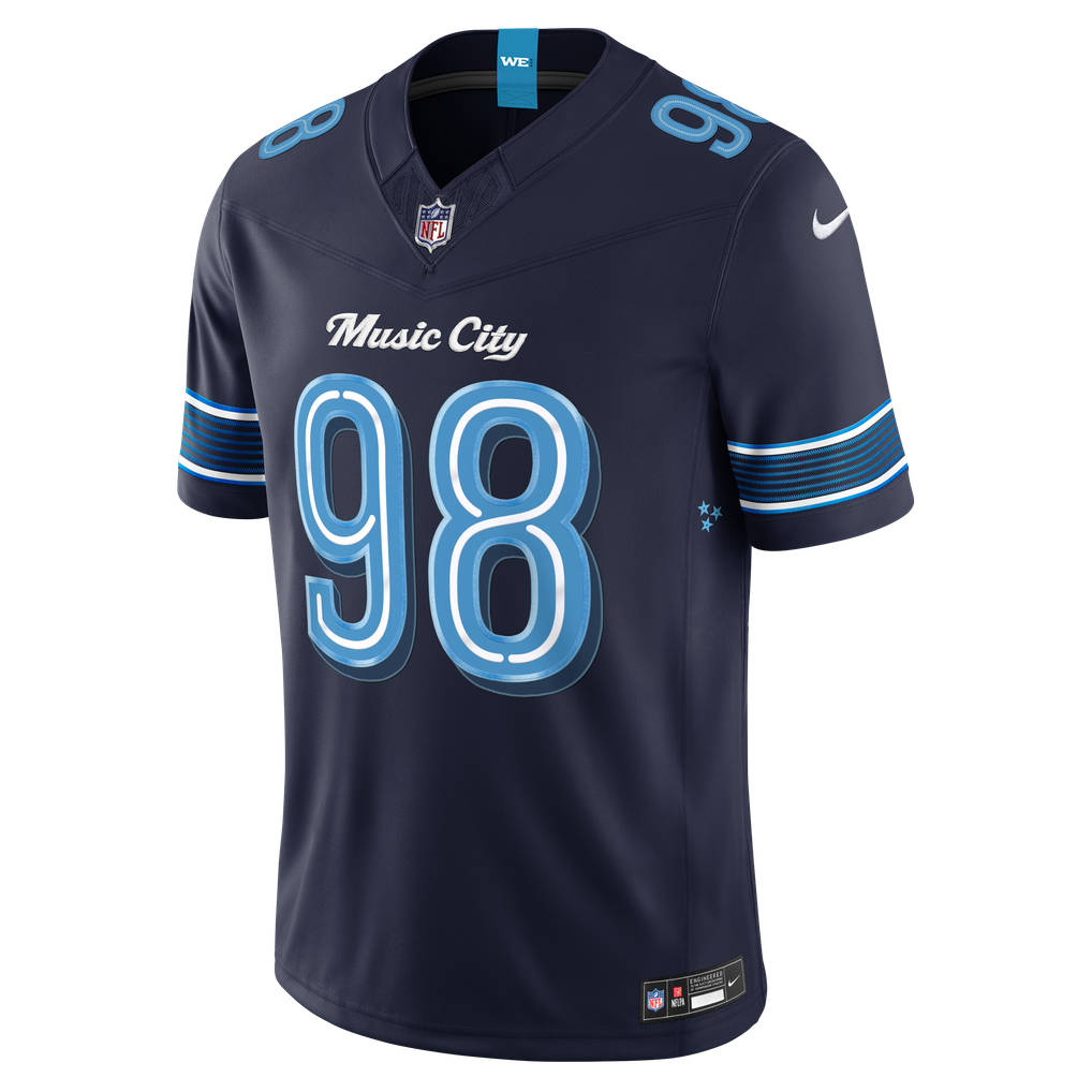 Men's Tennessee Titans Jeffery Simmons Navy 2026 Rivalries Collection Stitched Limited Jersey