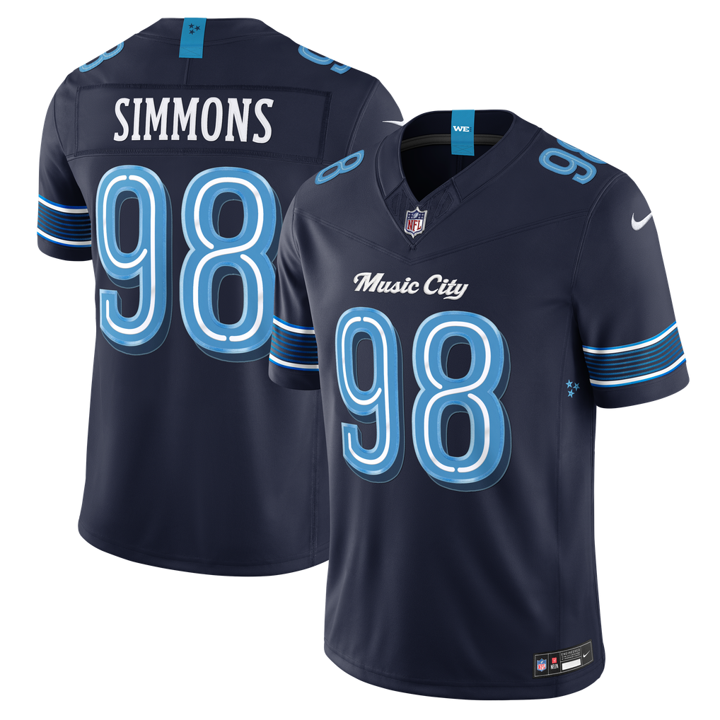 Men's Tennessee Titans Jeffery Simmons Navy 2026 Rivalries Collection Stitched Limited Jersey