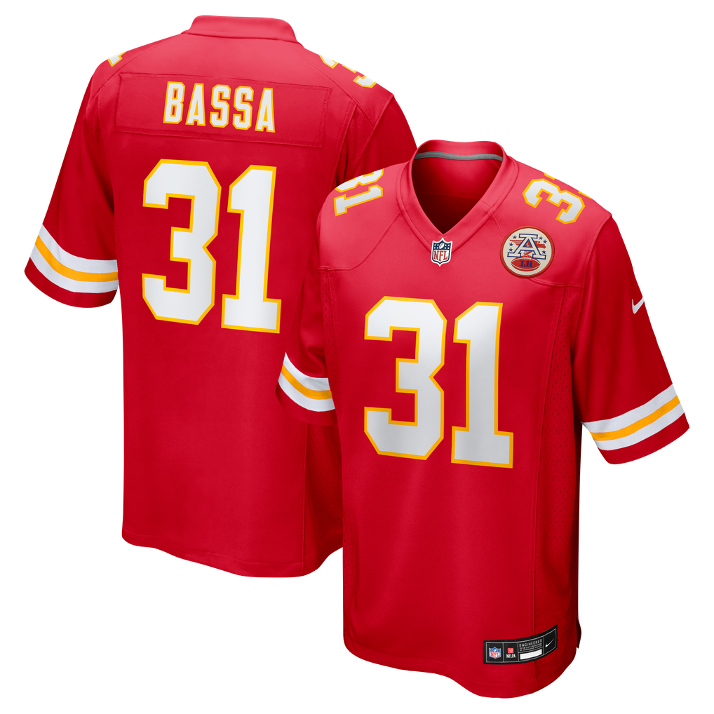 Men's Kansas City Chiefs Jeffrey Bassa Red Team Game Jersey