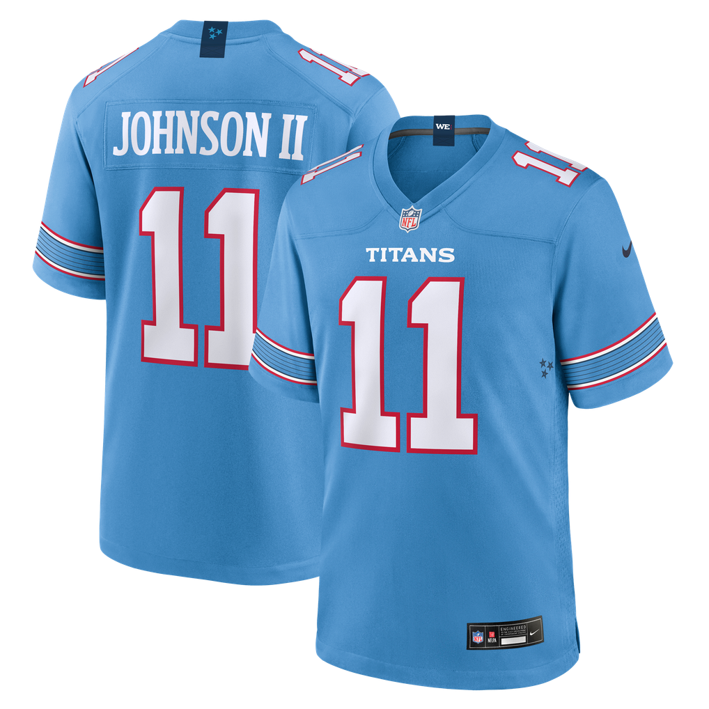 Men's Tennessee Titans Jermaine Johnson II Light Blue Team Game Jersey