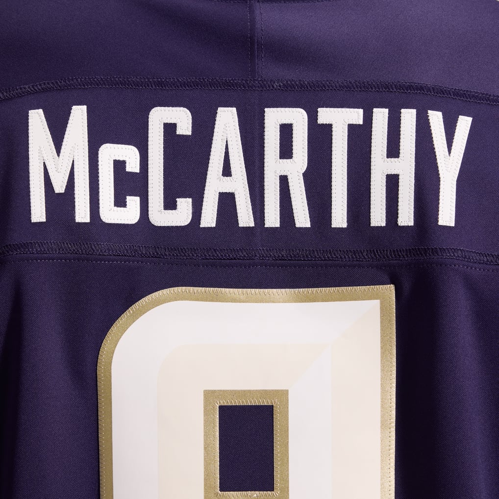 Men's Minnesota Vikings J.J. McCarthy Purple 2026 Rivalries Collection Stitched Limited Jersey