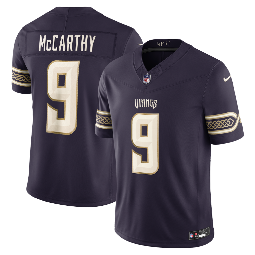 Men's Minnesota Vikings J.J. McCarthy Purple 2026 Rivalries Collection Stitched Limited Jersey