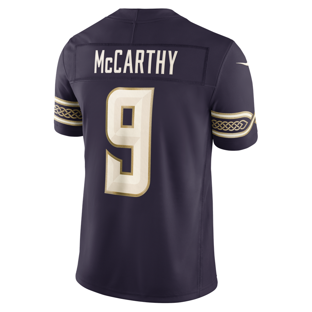 Men's Minnesota Vikings J.J. McCarthy Purple 2026 Rivalries Collection Stitched Limited Jersey