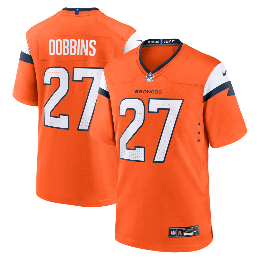 Men's Denver Broncos J.K. Dobbins Orange Team Game Jersey