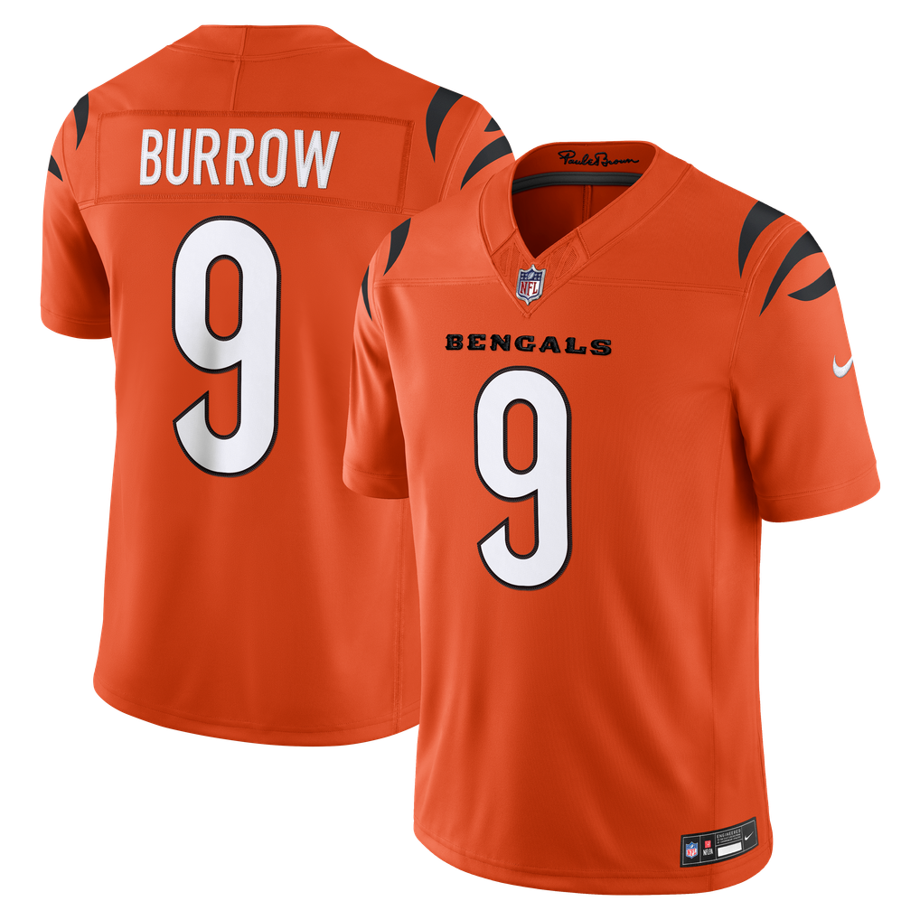 Men's Cincinnati Bengals Joe Burrow Orange Alternate Vapor F.U.S.E. Stitched Limited Jersey