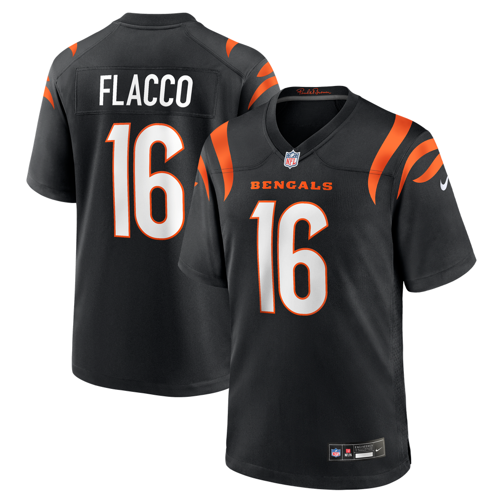 Men's Cincinnati Bengals Joe Flacco Black Team Game Jersey