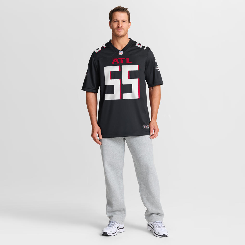 Men's Atlanta Falcons John Abraham Black Game Retired Player Jersey