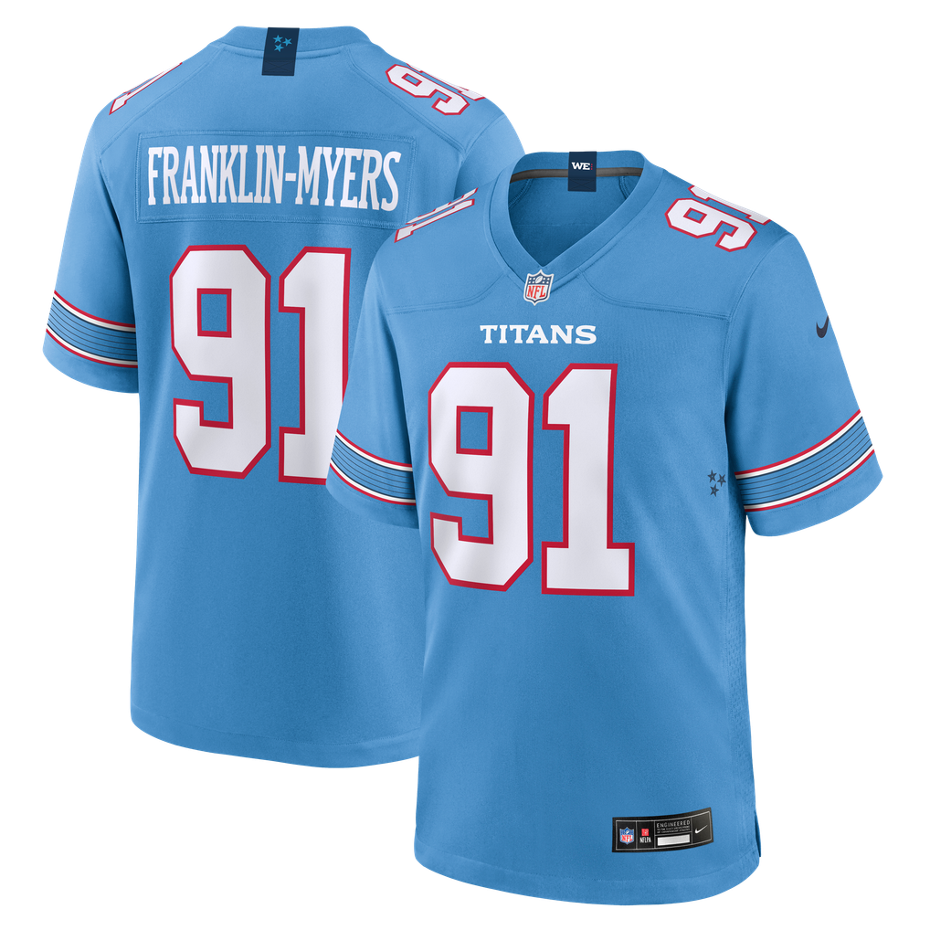 Men's Tennessee Titans John Franklin-Myers Light Blue Team Game Jersey