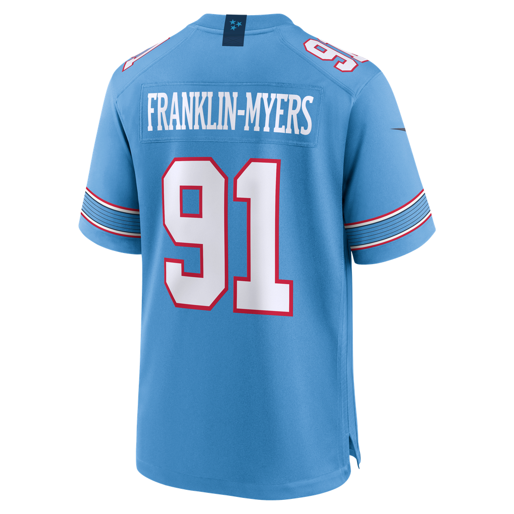 Men's Tennessee Titans John Franklin-Myers Light Blue Team Game Jersey
