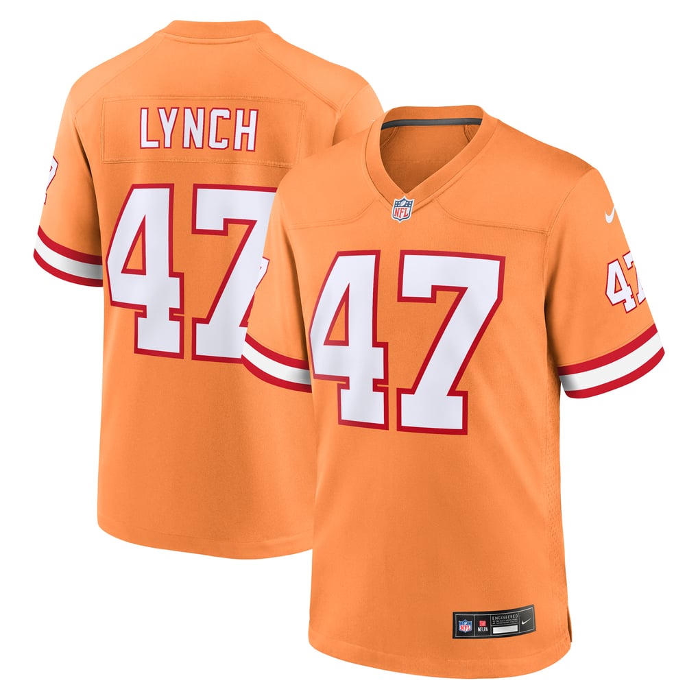 Men's Tampa Bay Buccaneers John Lynch Orange Throwback Game Jersey