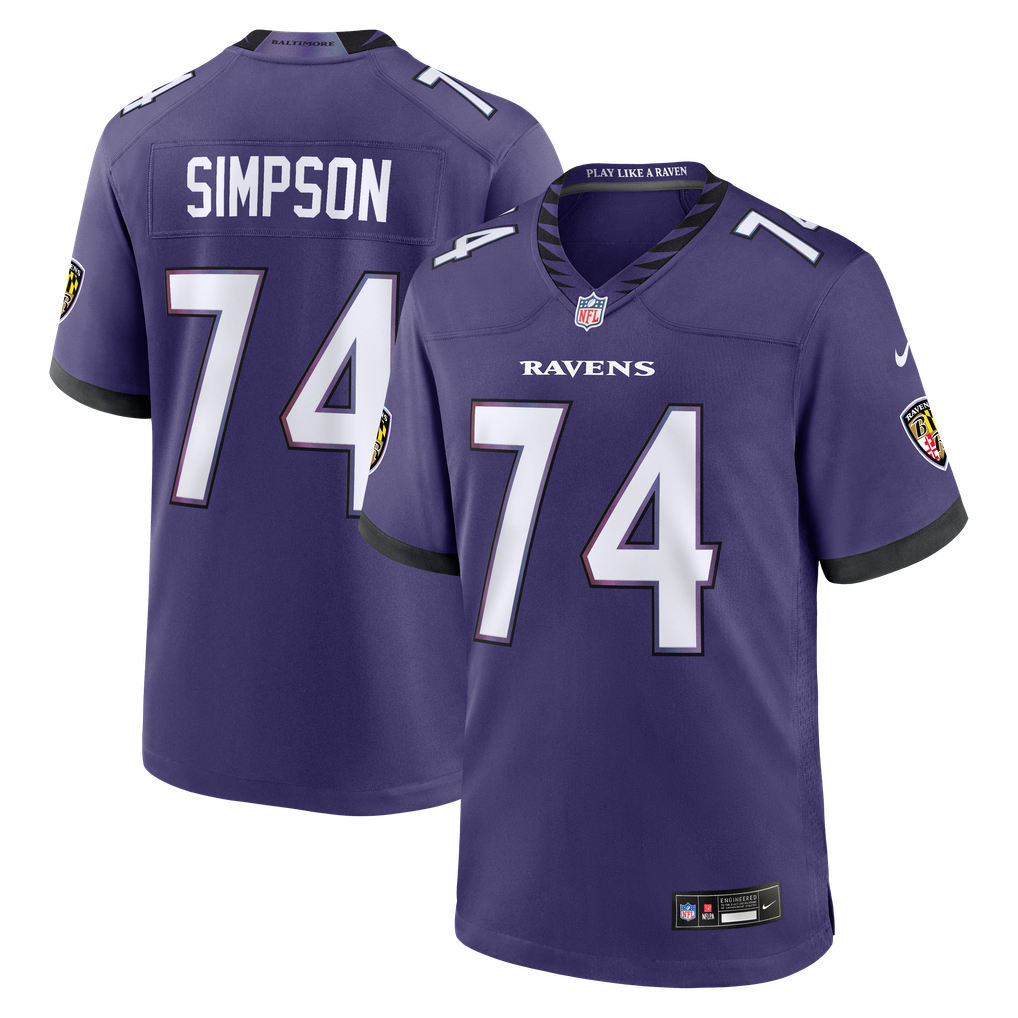 Men's Baltimore Ravens John Simpson Purple Team Game Jersey