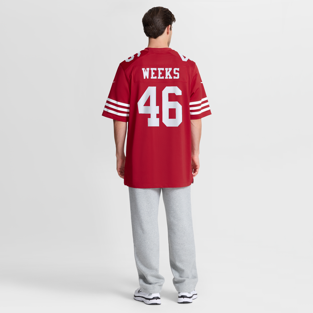 Men's San Francisco 49ers Jon Weeks Scarlet Team Game Jersey