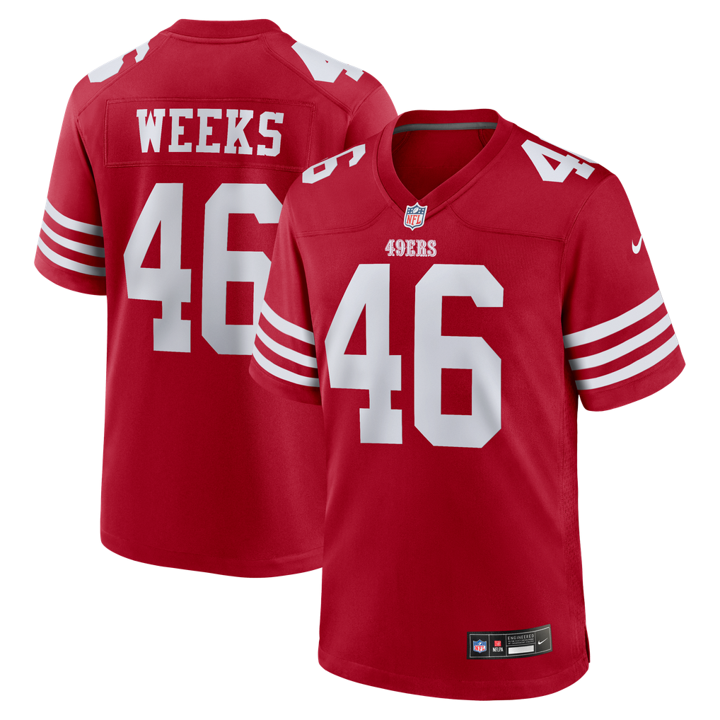 Men's San Francisco 49ers Jon Weeks Scarlet Team Game Jersey