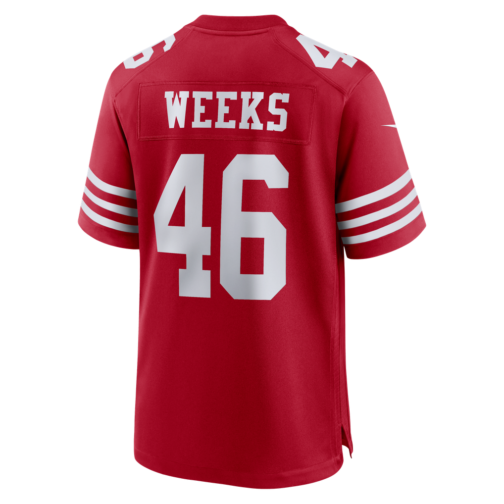 Men's San Francisco 49ers Jon Weeks Scarlet Team Game Jersey