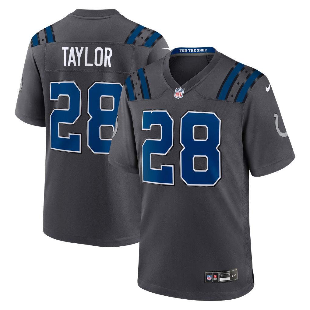 Men's Indianapolis Colts Jonathan Taylor Anthracite 2026 Rivalries Collection Game Jersey