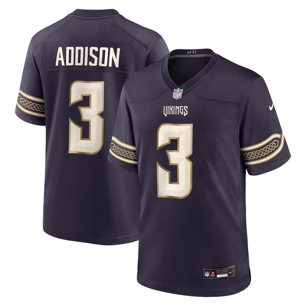 Men's Minnesota Vikings Jordan Addison Purple 2026 Rivalries Collection Game Jersey