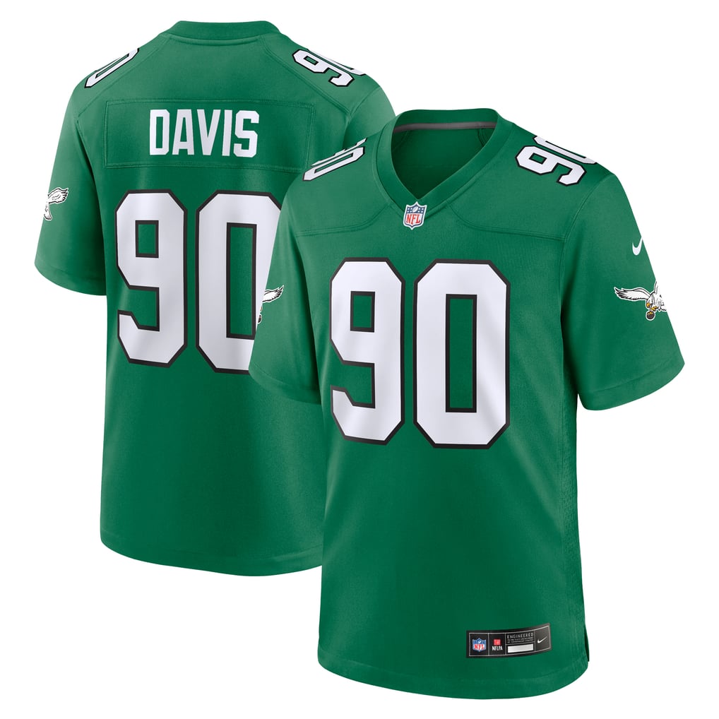 Men's Philadelphia Eagles Jordan Davis Kelly Green Alternate Game Jersey