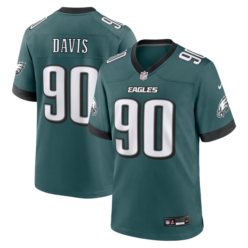 Men's Philadelphia Eagles Jordan Davis Midnight Green Team Game Jersey