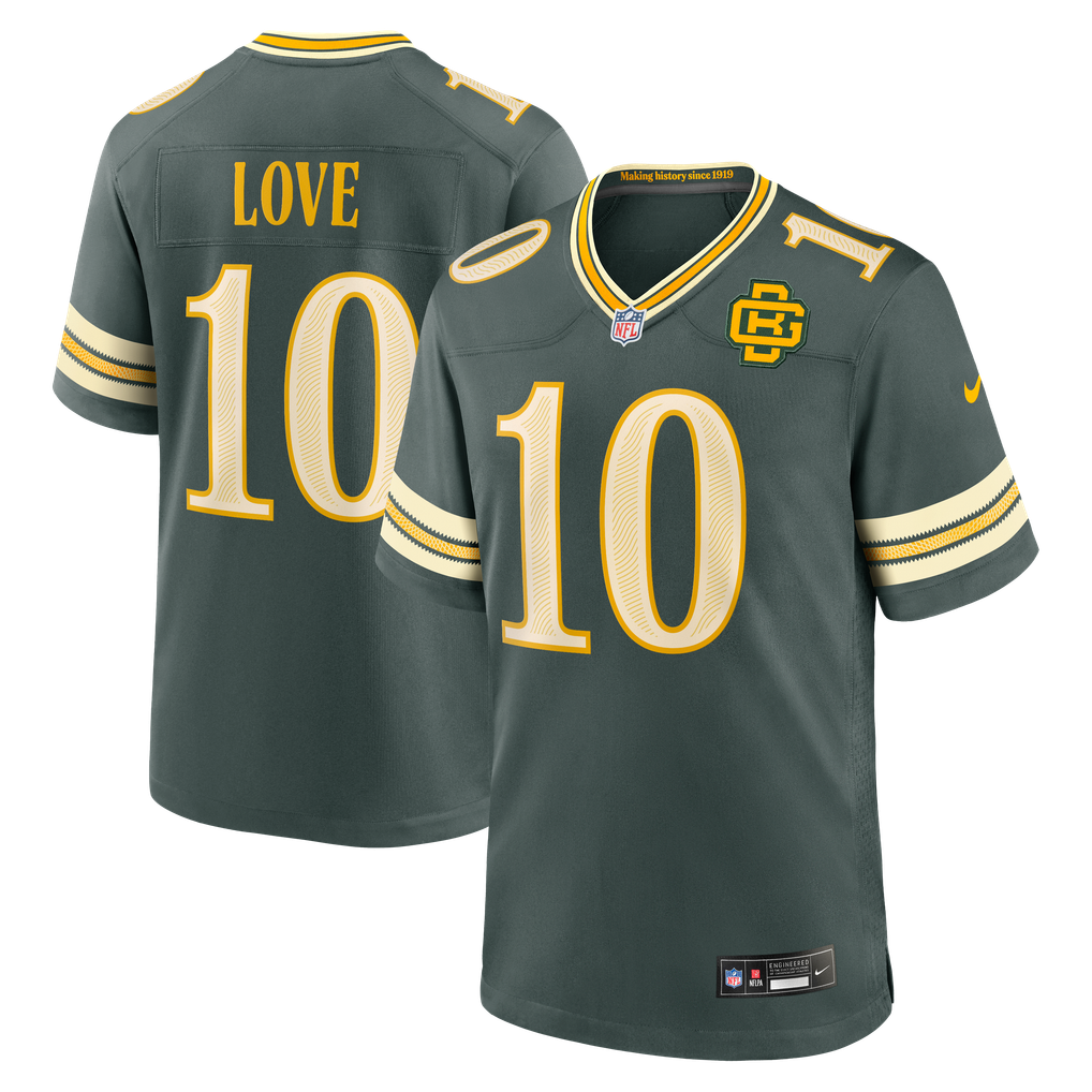 Men's Green Bay Packers Jordan Love Green 2026 Rivalries Collection Game Jersey