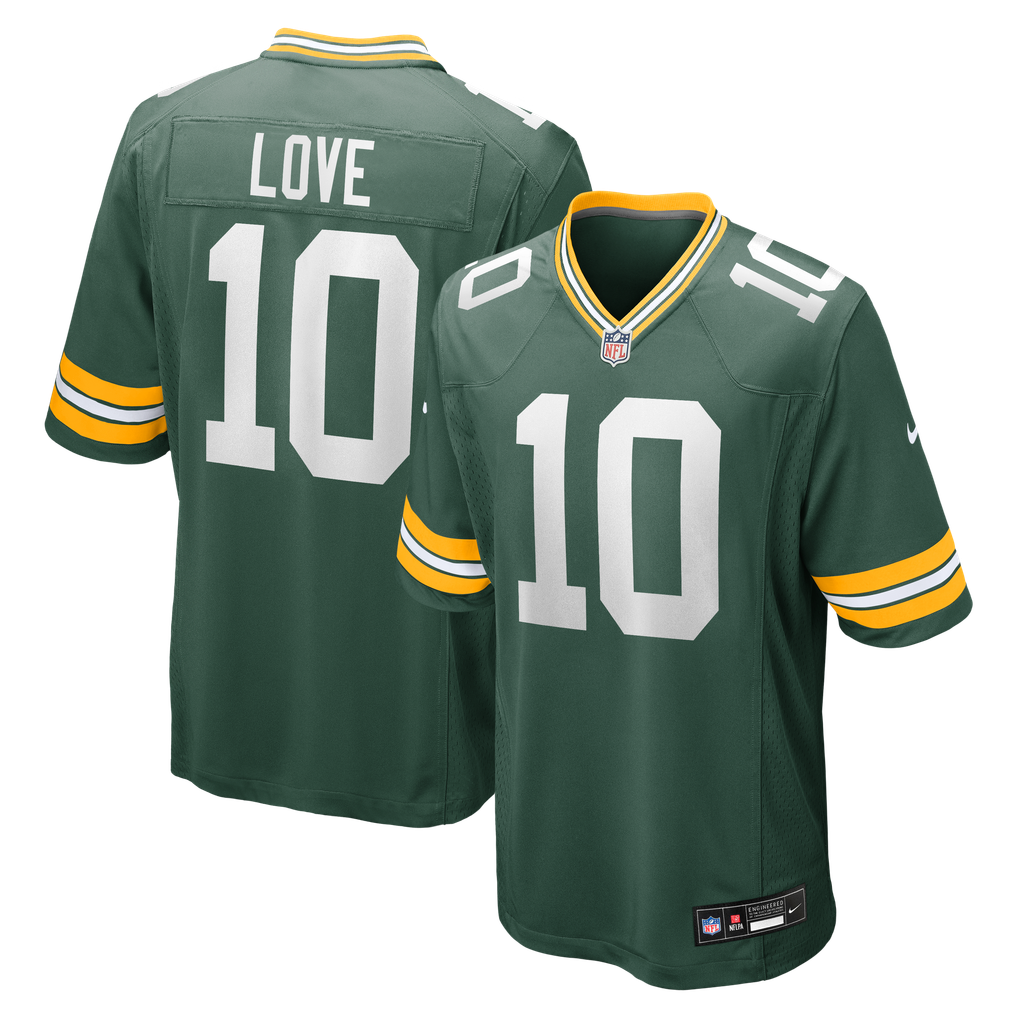 Men's Green Bay Packers Jordan Love Green Player Game Jersey